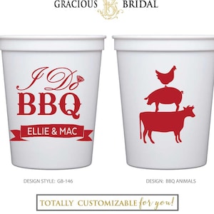 I Do BBQ Cups, I Do BBQ Party Cups, Monogrammed Cups, Wedding Cups, Bridal Shower, Personalized Party Favors, Engagement Party Favors