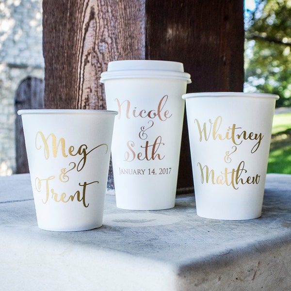 Custom Coffee Cups, Personalized Paper Coffee Cups, Paper Party Cups, Customizable Paper Cups, Wedding Cups, Coffee Bar, Hostess Gift