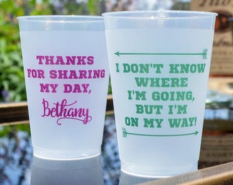 Custom Graduation Party Cups, Gradation Cups, Frosted Party Cups, Frost Flex Plastic Cups, Birthday Party Cups, Personalized Party Cups
