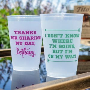 Custom Graduation Party Cups, Gradation Cups, Frosted Party Cups, Frost Flex Plastic Cups, Birthday Party Cups, Personalized Party Cups