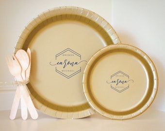 Custom Wedding Paper Plates, Monogrammed Party Plates, Personalized Printed Rehearsal Dinner Plates, Custom Printed Wedding Shower Plates