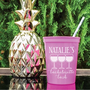 Bachelorette Bash Printed Stadium Cups, Personalized Bachelorette Party Cups,  Printed Bachelorette Cups, Custom Bach Party Plastic Cups