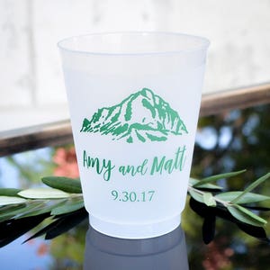 Mountain Wedding Cups, Frosted Plastic Cups, Printed Party Cups, Mountain Themed Wedding, Shatterproof Cups, Party Favors, Engagement Party