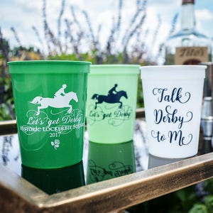 Custom Derby Party Cups, Talk Derby To Me, Let's Get Derby, Kentucky Derby Party, Party Favors, Personalized Stadium Cups, Custom Cups