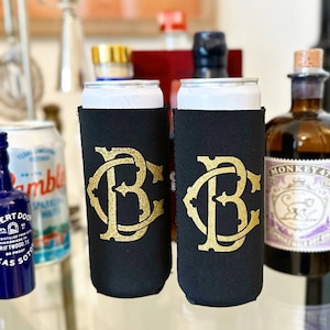 Black Neoprene Slim Can Coolers, Custom Slim Event Can Coolers, Colorful Skinny Neoprene Favor, Custom Can Cooler, Personalized Event Coolie