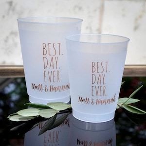 Best Day Ever Party Cups, Custom Plastic Cups, Engagement Party, Party Favors, Cocktail Hour Cups, Funny Wedding Cups, Frosted Plastic Cups