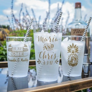 Customizable Hard Plastic Wedding Cups, Personalized Plastic Party Cups, Custom Reception Cups, Engagement Party, Baby Shower, Birthday