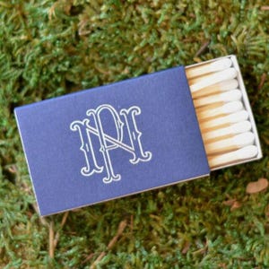 Custom Interlocking Monogram Matchboxes, Monogrammed Matches, Personalized Wedding Favors, Custom Printed Wedding Matches