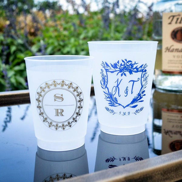 Frosted Cups, Custom Plastic Cups, Printed Cups, Gold Cups, Wedding Cups, Personalized Cups, Rose Gold Cups, Birthday Party, Party Favors