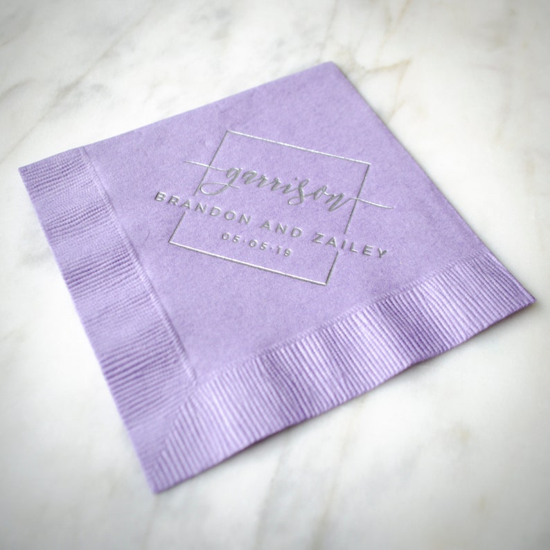 Custom Printed Lavender Party Napkins Personalized Napkins 3 Etsy