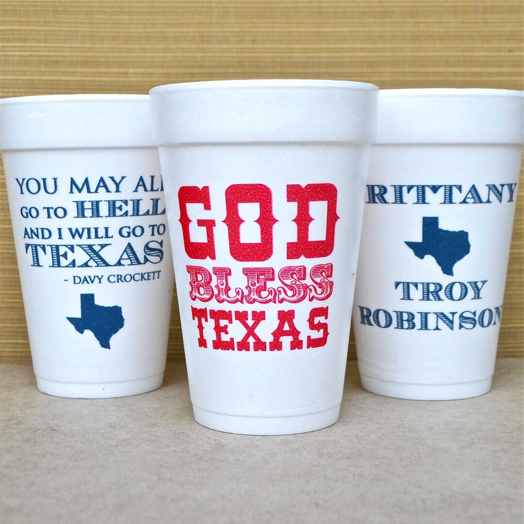 Personalized Texas Styrofoam Cups, Customizable Foam Party Cups, State ...