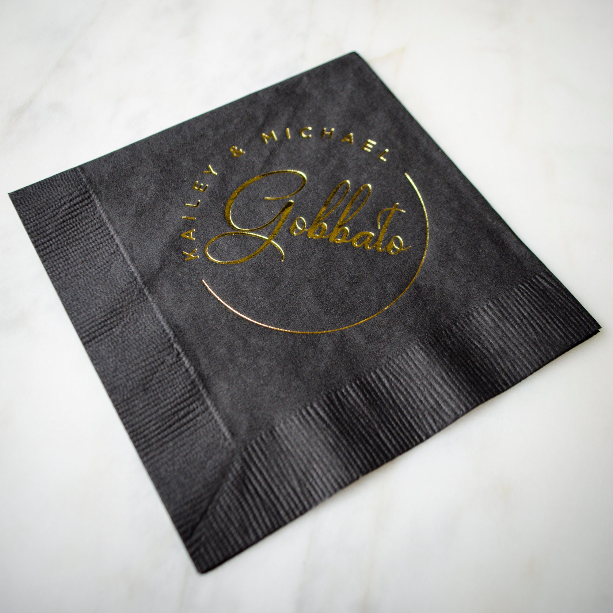 Black and Gold Party Napkins Custom Printed Napkins Wedding Etsy