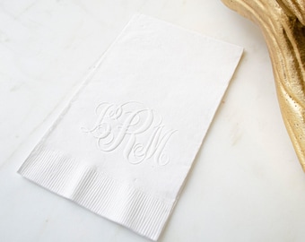 Embossed Monogram Guest Towels, Wedding Napkins, Bridal Shower, Powder Room Hand Towels, Gifts for the Home, Housewarming Gift, Hostess Gift