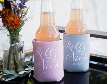 Couples Can Coolers, Collapsible Can Huggers, Custom Can Huggers, Personalized Bottle Huggers, Neoprene Can Huggers, Custom Party Favors