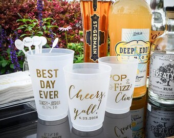 Pop Fizz Clink Custom Shatterproof Cups, Flexible Party Favor Cups, Frost Flex Unbreakable Event Cups, Personalized Party Cups, Customizable