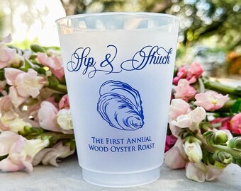 Custom Oyster Boil Frosted Cups, Low Boil Party Shatterproof Cups, Personalized Seafood Boil Party Cups, Sip & Shuck Party Drink Cups