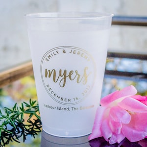 Personalized Shatterproof Cups, Frosted Party Cup, Personal Monogram Cups, Wedding Party Cups, Wedding Favors, Modern Monogram Frost Flex