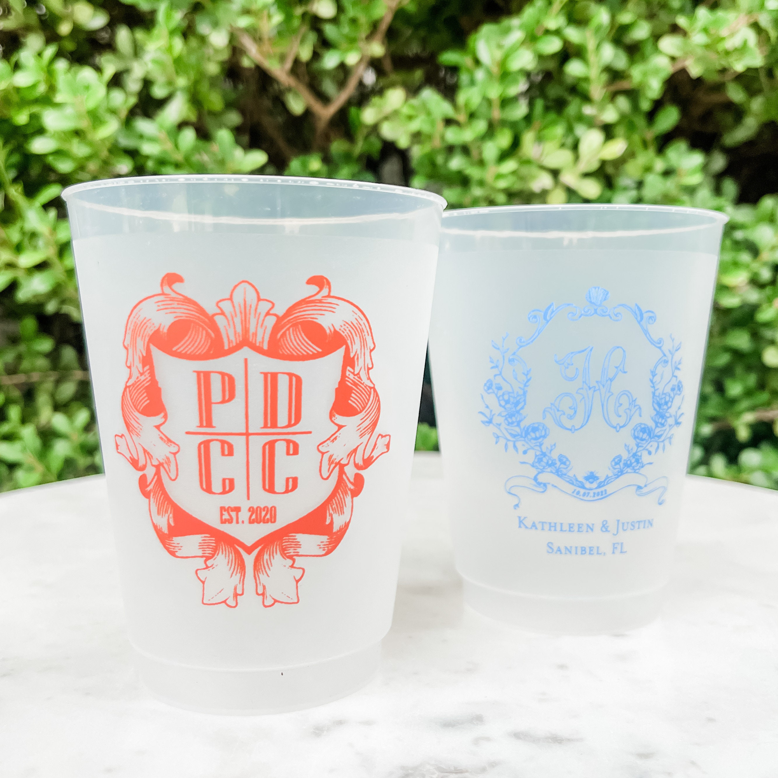 Custom Colored Ink Crest Frost Flex Cups, Shatterproof Custom Monogram  Party Cup, Custom Monogram Wedding Cups, Wedding Favors, Frosted Cups - Etsy