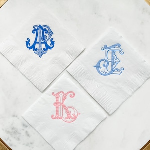 Custom Interlocking Vintage Monogram Wedding Napkins, Custom Cocktail Napkins, Foil Printed Napkins, Personalized Napkin, Customized Napkins