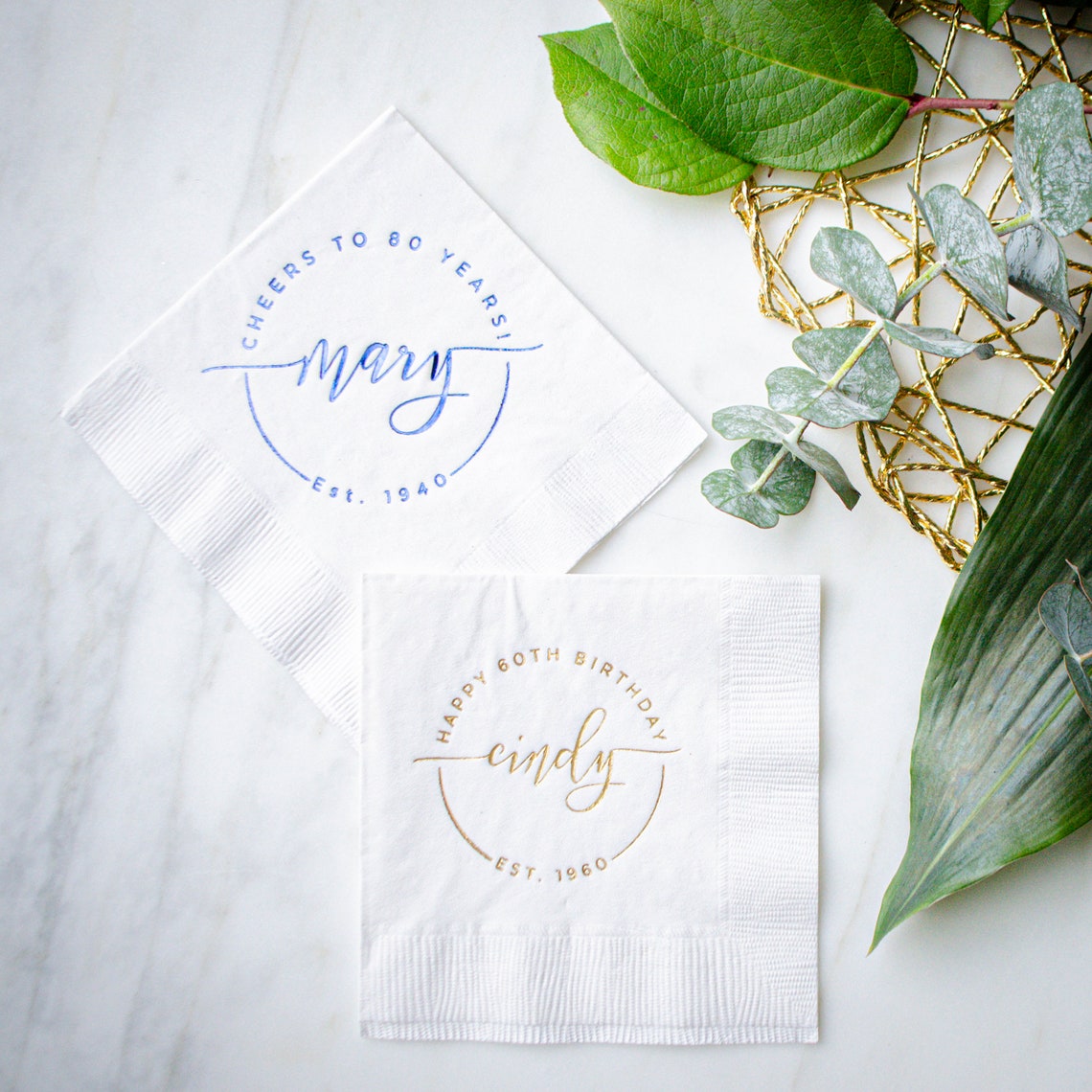 Personalized Birthday Party Napkins Custom 3 Ply Cocktail Etsy