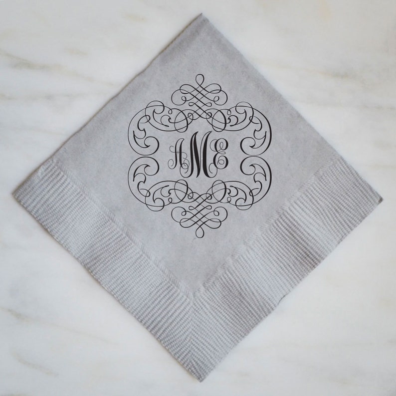 Personalized Custom Monogram Napkins with Border Custom Etsy
