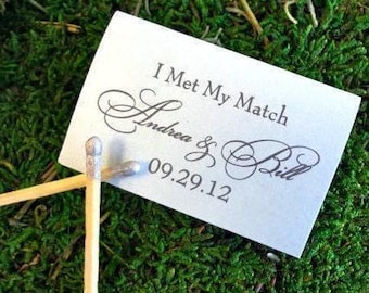 I Met My Match Custom Matchbox Favors, Personalized Printed Wedding Matchboxes, Custom Matches, Bar Matches, Personalized Favors