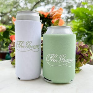 Coordinating Monogrammed Event Can Coolers, Neoprene Can Cooler, Personalized Slim and Regular Wedding Coolies, Personalized Wedding Coolies image 5