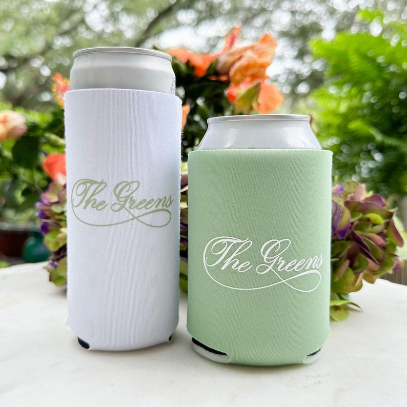 Coordinating Monogrammed Event Can Coolers, Neoprene Can Cooler, Personalized Slim and Regular Wedding Coolies, Personalized Wedding Coolies image 5