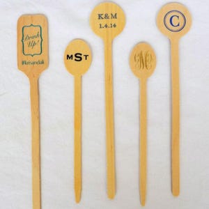 Drunk on Love Wooden Stir Sticks, Personalized Drink Stirrers, Custom Wedding Cocktail Stirrers, Custom Wedding Swizzle Sticks, Stir Sticks image 4