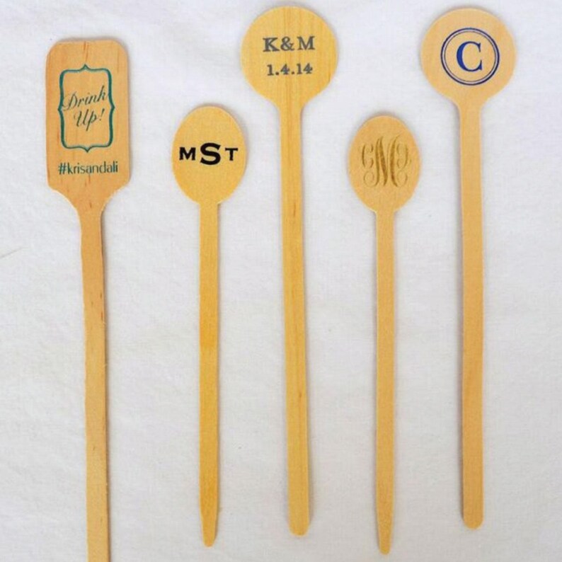 Drunk on Love Wooden Stir Sticks, Personalized Drink Stirrers, Custom Wedding Cocktail Stirrers, Custom Wedding Swizzle Sticks, Stir Sticks image 4