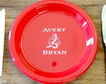 Custom Printed Party Plates, Personalized Printed Plates, Custom Monogram Plates, Personalized Plates, Reusable Party Plates