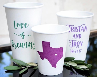 Printed Paper Cups, Custom Coffee Cups, Hot Chocolate Cups, Coffee Bar Cups, Wedding Party Cups, Paper Wedding Cups, Printed Disposable Cups