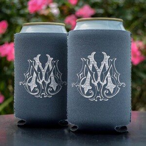 Personalized Can Coolers, Custom Bottle Coolers, Printed Bottle Huggers, Monogrammed Can Coolers, Engagement Party Decor, Rehearsal Dinner image 1