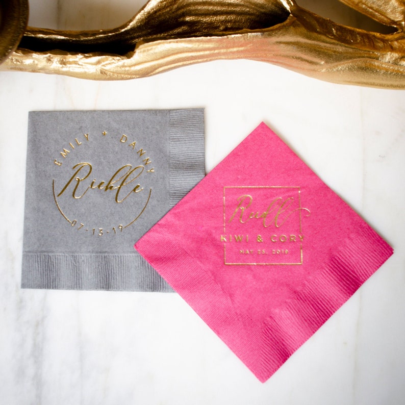 Gold Foil Stamped Napkins Custom 3 Ply Napkins Wedding Etsy