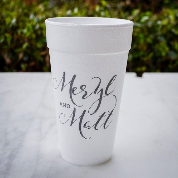 Customized Foam Party Cups, Custom Party Cups, Disposable Cups, Printed Styrofoam Cups, Wedding, Engagement Party, Birthday Party Cups
