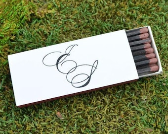 Personalized Initial Large Cigar Matchboxes - set of 50, Custom Wedding Matches, Personalized Wedding Favors, Custom Monogram Matches