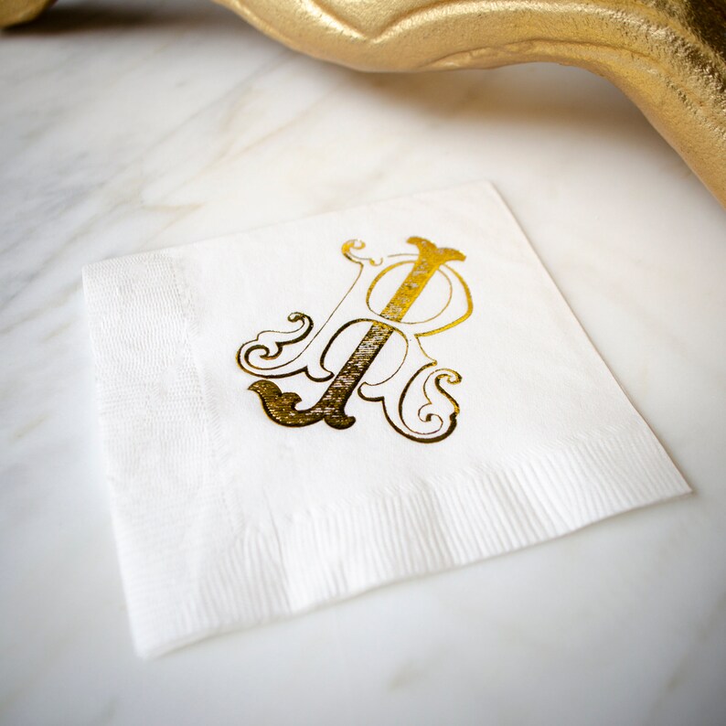 Wedding Monogram Cocktail Napkins Light Blue Party Napkins Etsy