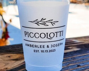 Custom Black Ink Shatterproof Frost-Flex Cups, Personalized Wedding Cup, Printed Party Favor, Engagement Party, Bridal Shower, Wedding Favor