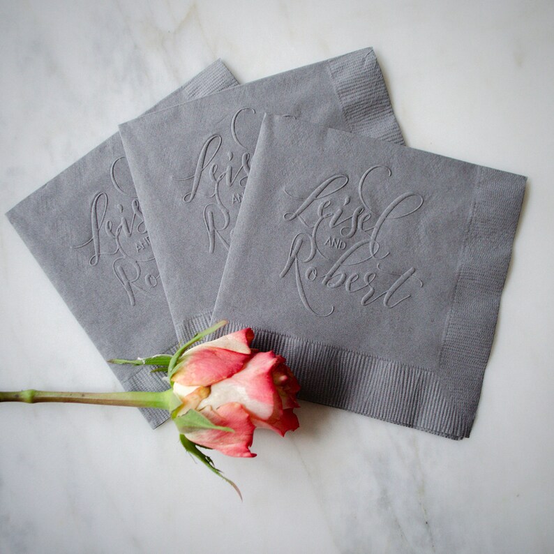 Embossed Engagement Party Napkins Personalized Wedding Etsy España