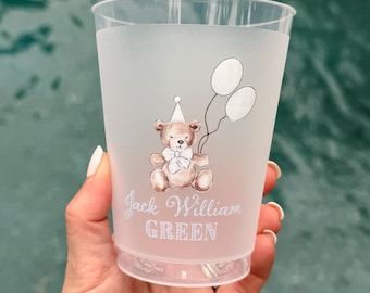 Custom Full Color Teddy Bear Birthday Shatterproof Cups, Personalized Bday Shatterproof Cups, Full Color Party Cups, Colorful Birthday Cups