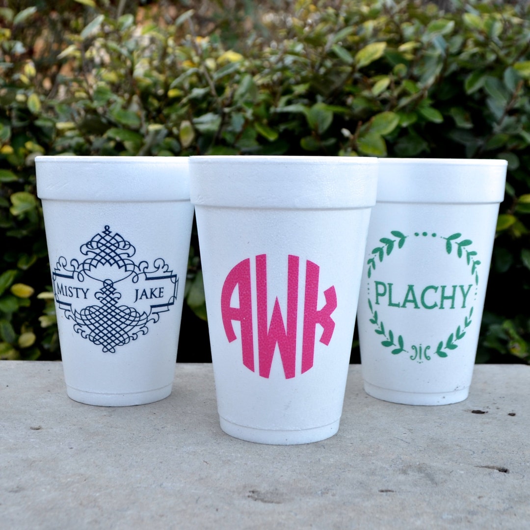 Personalized Styrofoam Party Cups Monogrammed Foam Party Etsy