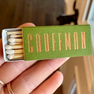 Copper Foil Printed Last Name Matchboxes, Personalized Event Matchboxes, Custom Wedding Favors, Matchboxes for Home Bar, Custom Matchboxes