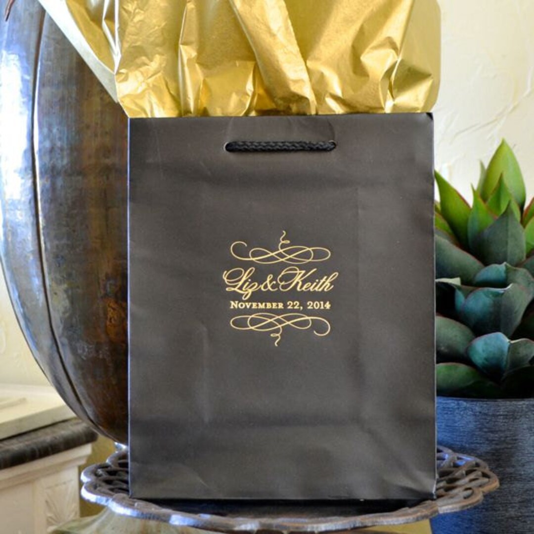 Custom Wedding Gift Bags, Personalized Wedding Bags, Foil