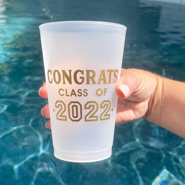 Custom Graduation Shatterproof Cups, Grad Shatterproof Cups, Personalized Graduation Event Frost Flex Cups, Signature Graduation Favor Cups