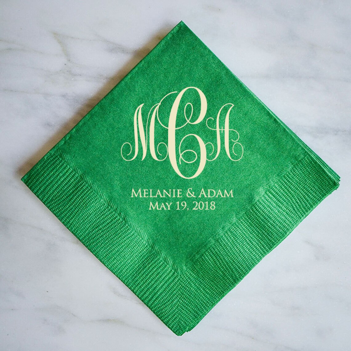 Custom Monogram Napkins with Names and Dates Personalized Etsy
