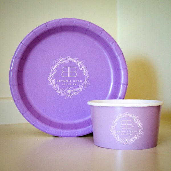 Wedding Paper Plates Personalized Etsy