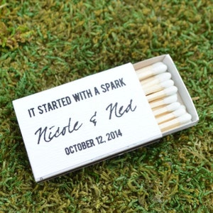 It Started with a Spark - Wedding Favor Matches, Custom Wedding Matchboxes, Personalized Wedding Favors, Sparkler Matches