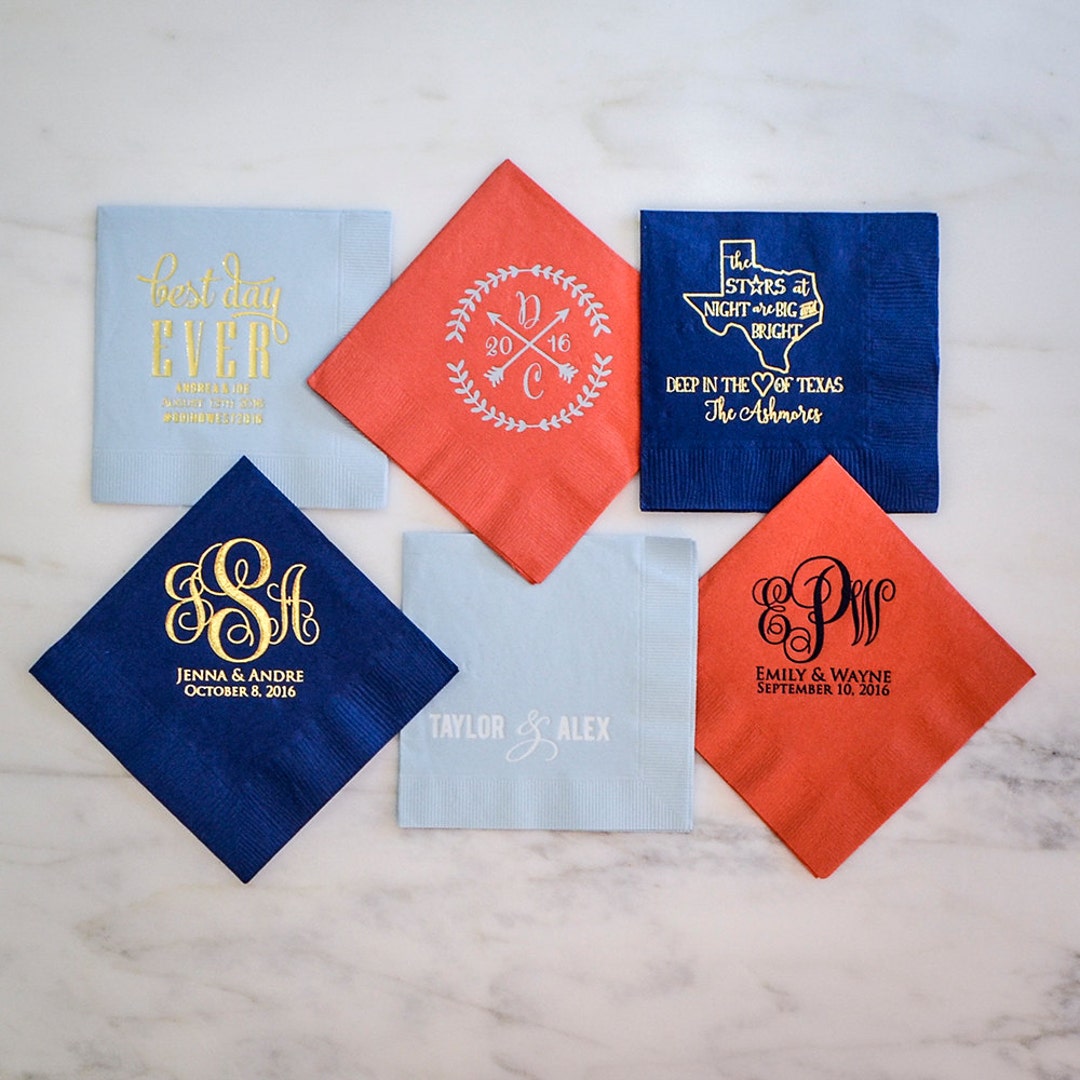Custom Party Napkins, Personalized Cocktail Napkins, Colorful Bar