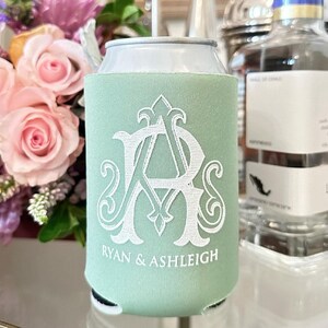 Coordinating Monogrammed Event Can Coolers, Neoprene Can Cooler, Personalized Slim and Regular Wedding Coolies, Personalized Wedding Coolies image 6