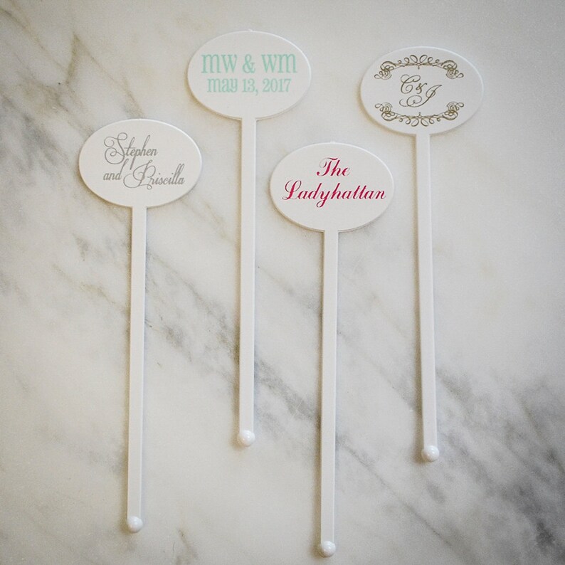 Personalized Script Plastic Swizzle Sticks Custom Cocktail Etsy